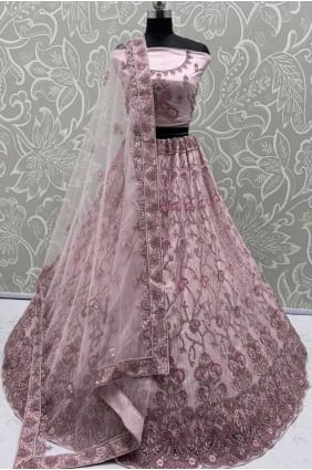 Lehenga Choli rose en filet zari LC8778