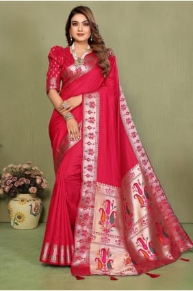 Sari rose en soie zari SR29704