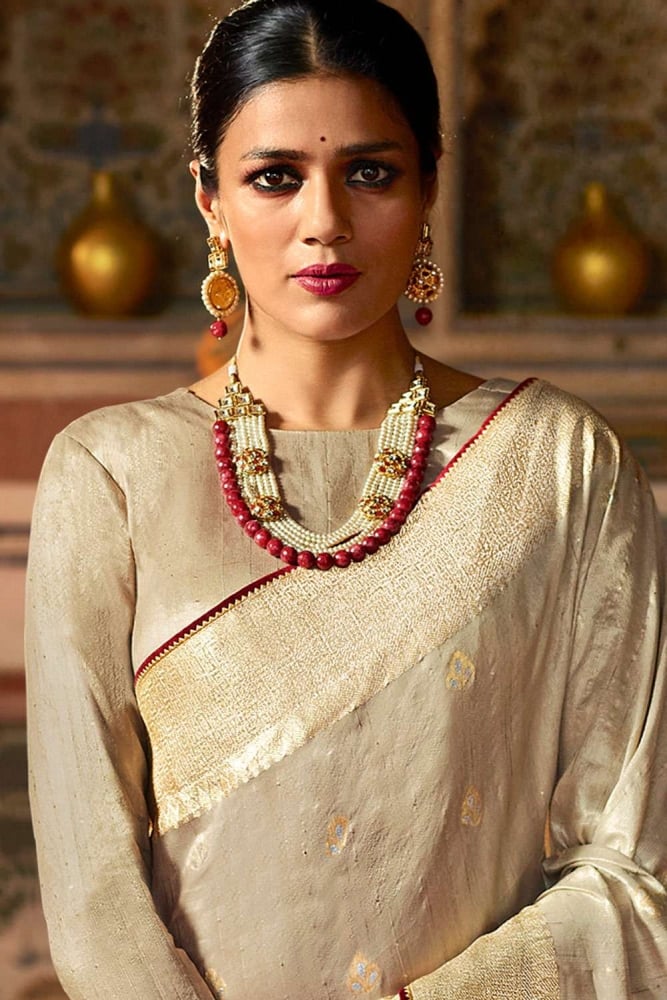 EthnicJunction Sari en soie et coton imprimé Kalamkari pour femme avec chemisier, Noir, taille unique